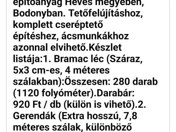Bramak léc ,és gerendák